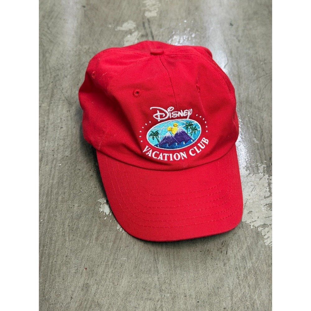 Vintage Disney Vacation Club Member Red Strapback Hat Cap DVC‎ Embroidered Logo